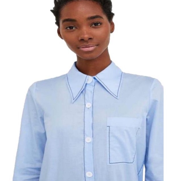 Zara Tops - ZARA Blue High Low Button Up Shirt